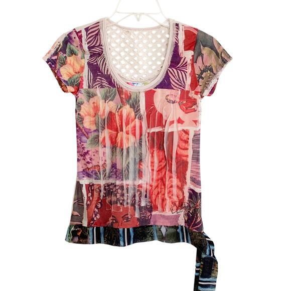 Desigual Viatri Floral Printed Multicolor Tee X Small - Picture 8 of 8